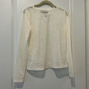 NWT Loft Cream Lace Long Sleeve Top